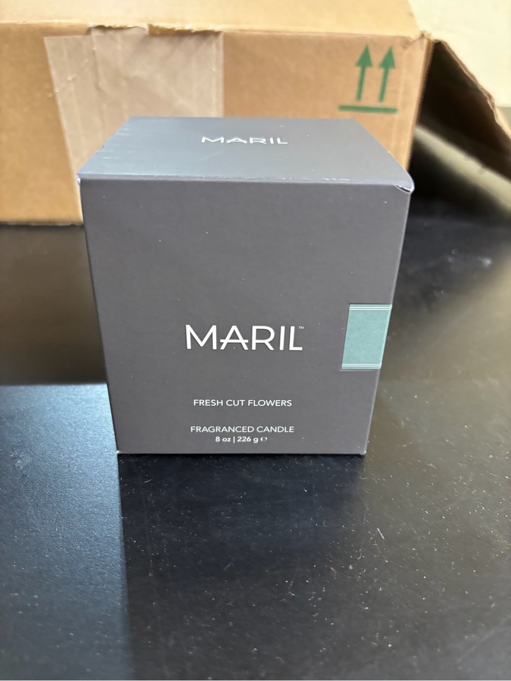 MARIL Fresh Cut Flowers Fragranced Candle - Charcoal with Teal Accent